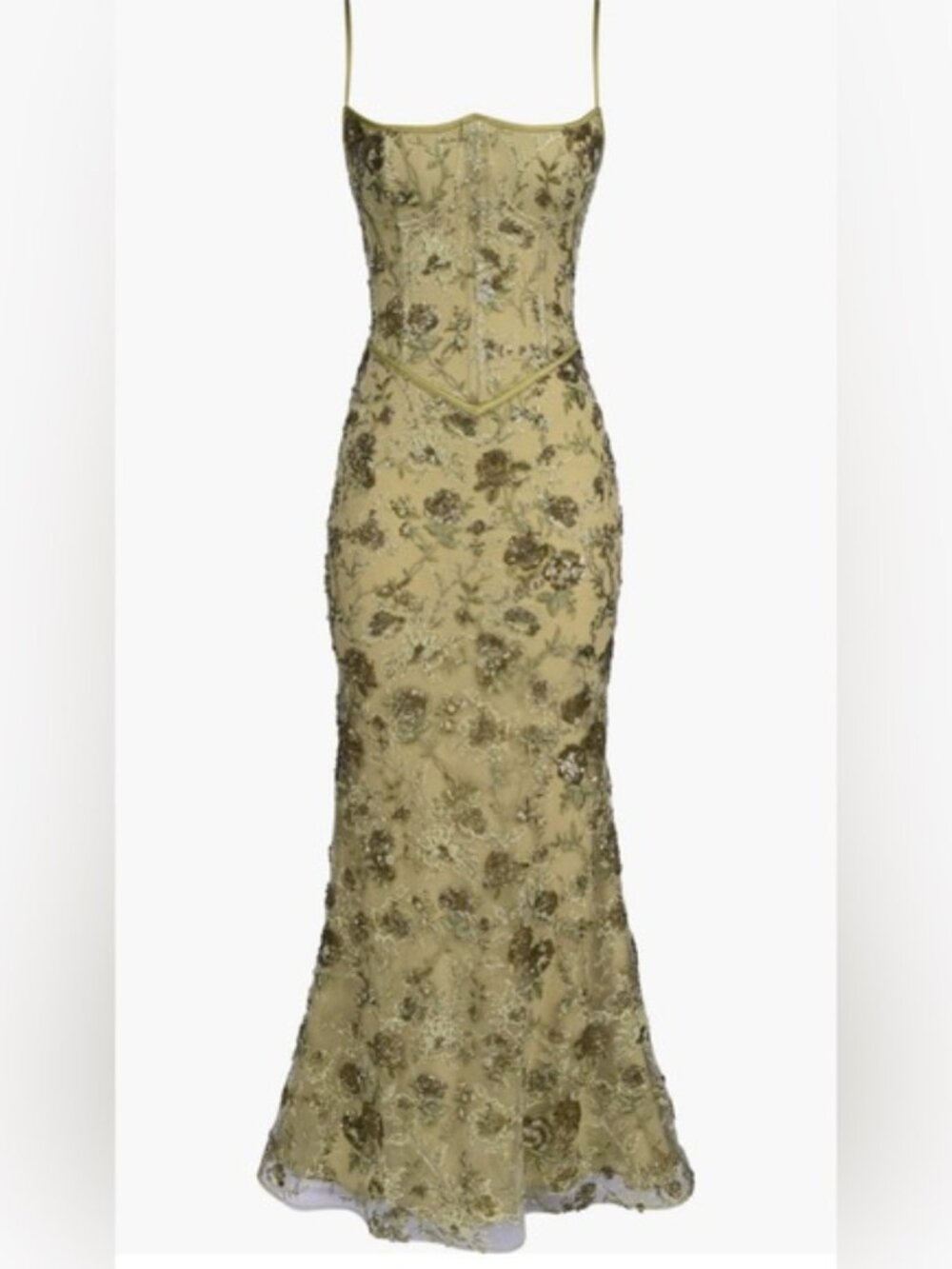 House Of CB Elegant Gold Floral Embroidered Gown. - Picture 10 of 15